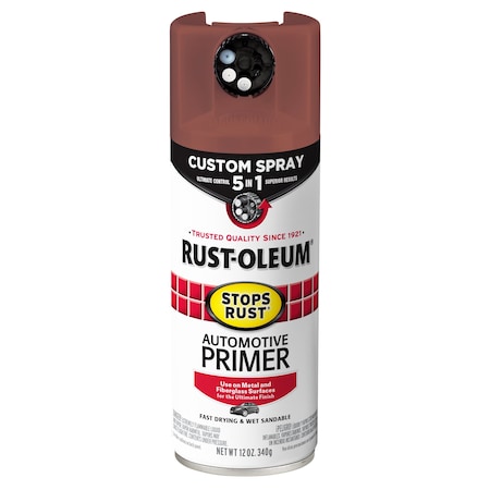 Rust-Oleum Automotive Spray Primer, Red, Flat, 12oz 384756